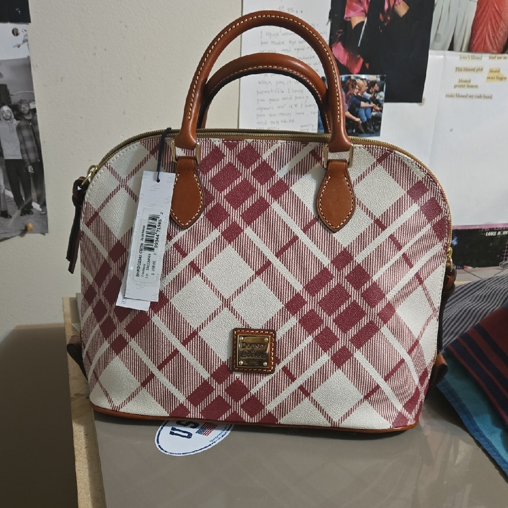 NWT Dooney & Bourke Harding plaid Zip Zip Satchel